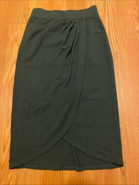 Blue Canoe Organic Dark Gray Tulip Wrap Midi Skirt VGUC Large (*Would fit M)